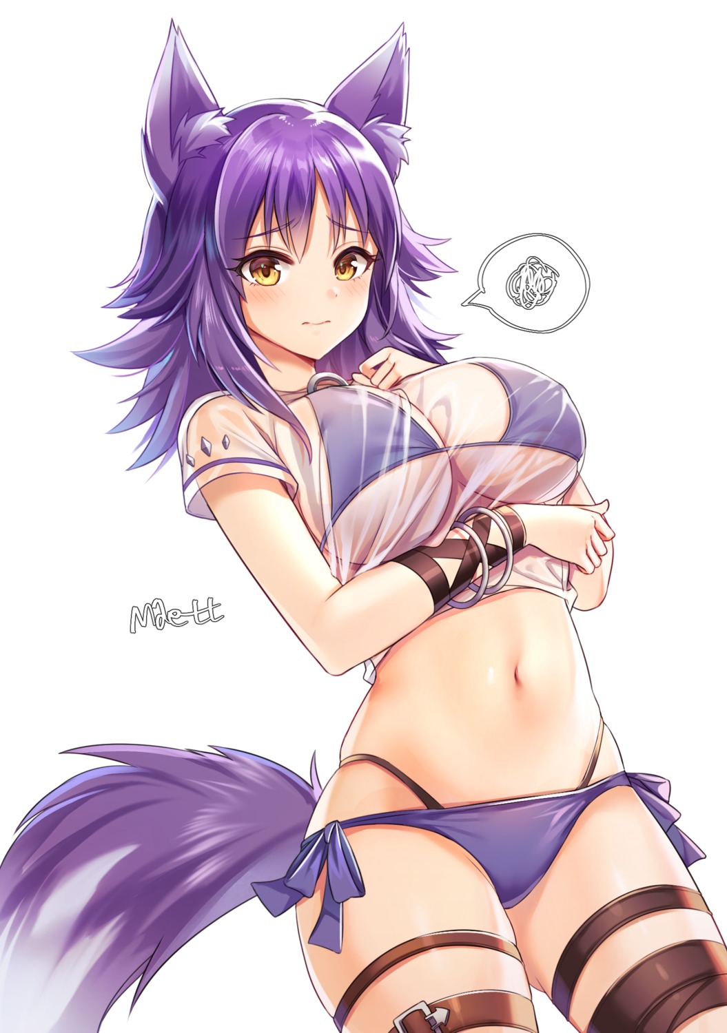 aki_makoto animal_ears bikini breast_hold garter maett princess_connect princess_connect!_re:dive see_through swimsuits tail