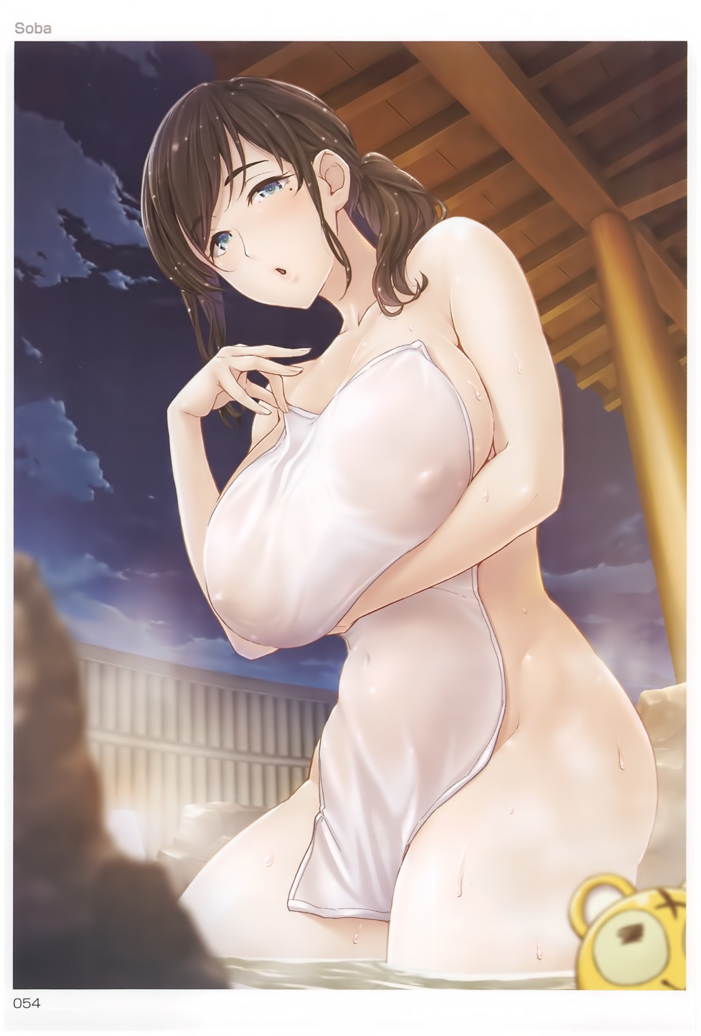 breast_hold erect_nipples naked onsen see_through soba toranoana towel wet