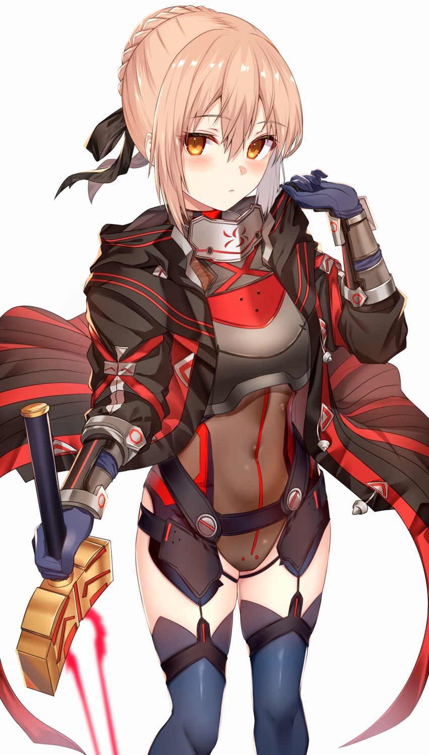 armor fate/grand_order heroine_x jun_(aousa0328) leotard stockings sword thighhighs