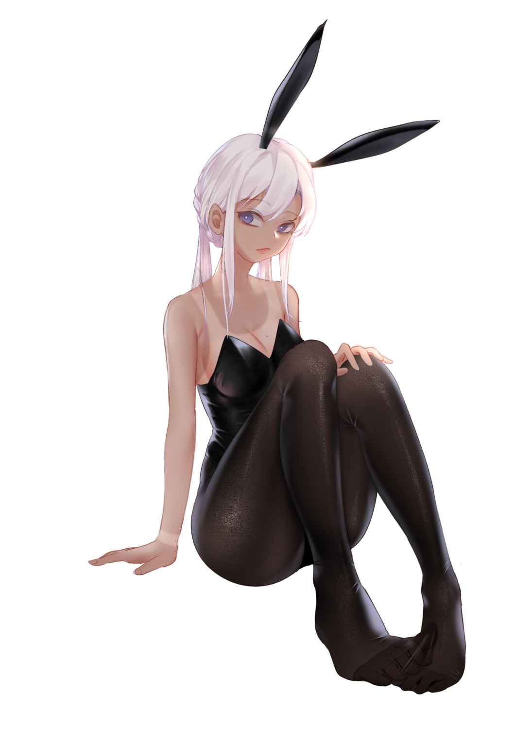 abi_(kabe) animal_ears bunny_ears bunny_girl feet no_bra pantyhose tan_lines