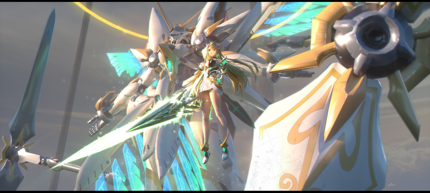 garter hikari_(xenoblade_2) mecha swd3e2 sword xenoblade xenoblade_chronicles_2