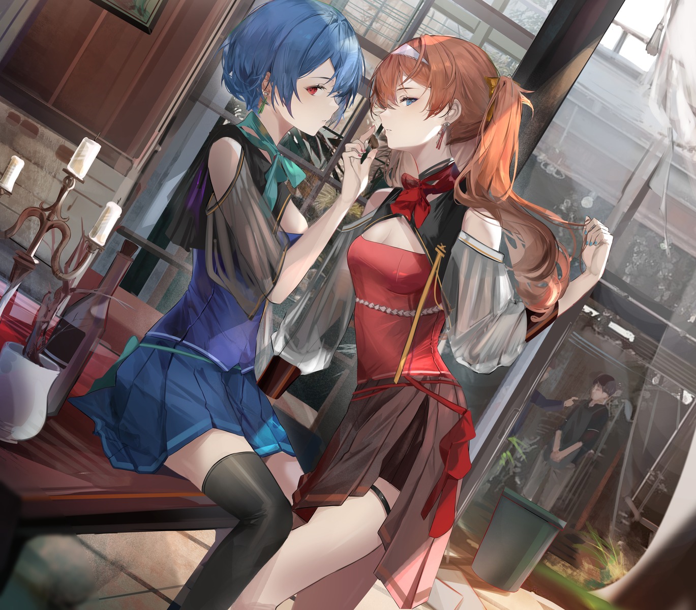 ayanami_rei garter jenmin12 neon_genesis_evangelion souryuu_asuka_langley thighhighs valentine yuri