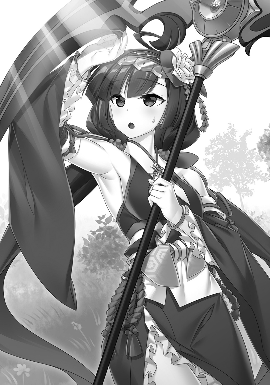 dress madan_no_ou_to_michelia madan_no_ou_to_vanadis miyatsuki_itsuka monochrome weapon