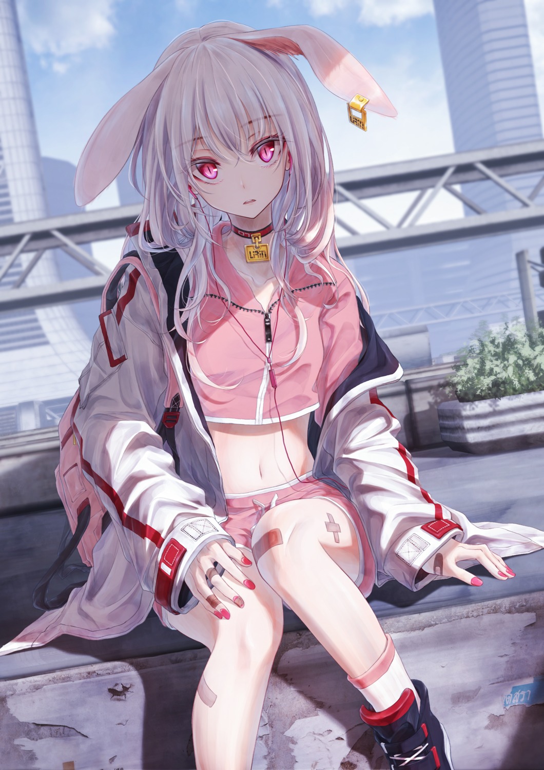 animal_ears bae.c bandaid bunny_ears gym_uniform lirin