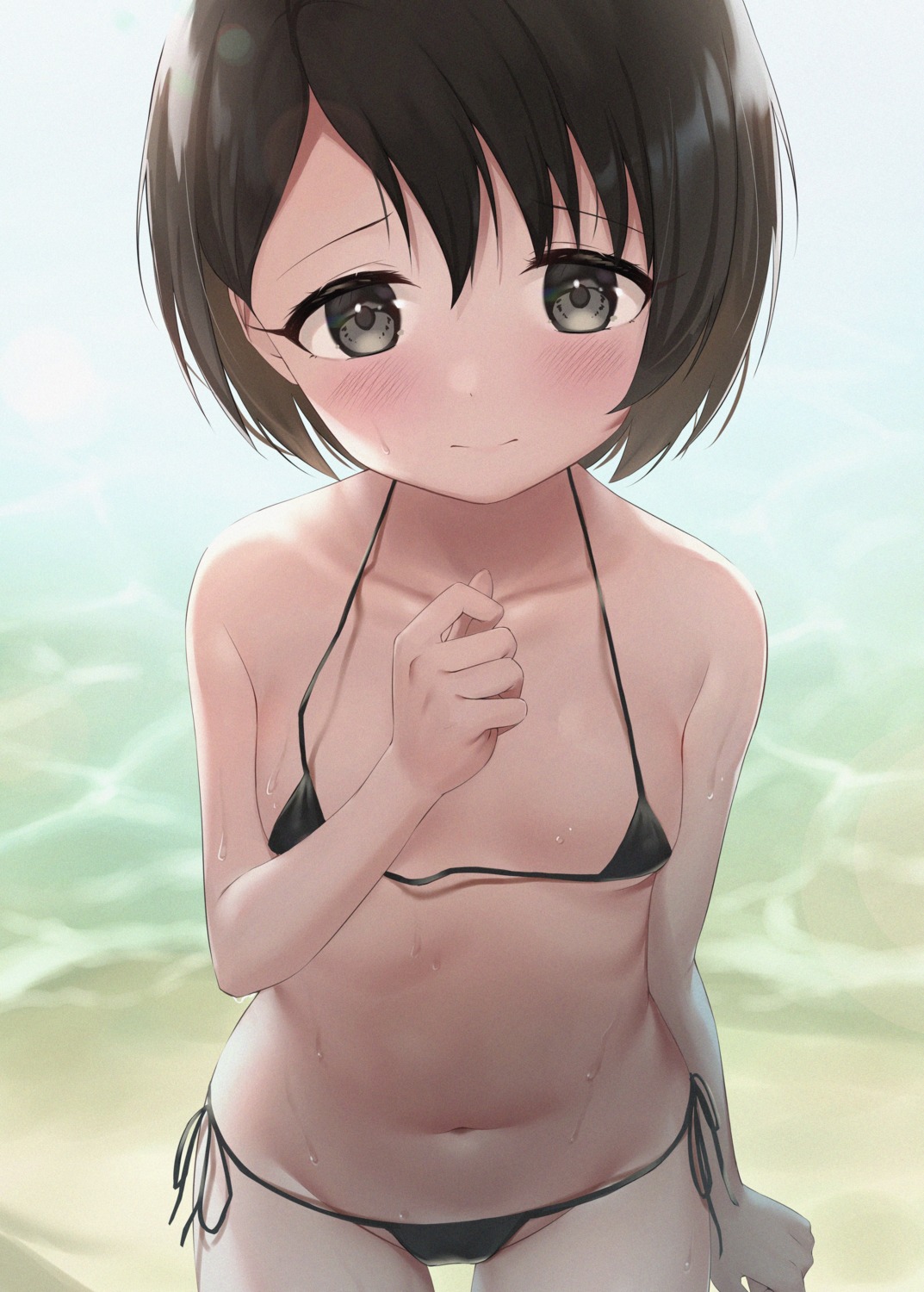 bikini breast_hold loli sasaki_chie swimsuits the_idolm@ster the_idolm@ster_cinderella_girls the_idolm@ster_cinderella_girls_u149 tsunenorip wet