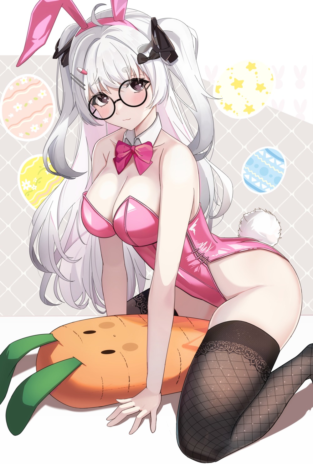 animal_ears bunny_ears bunny_girl fishnets megane no_bra sikimosh tail thighhighs