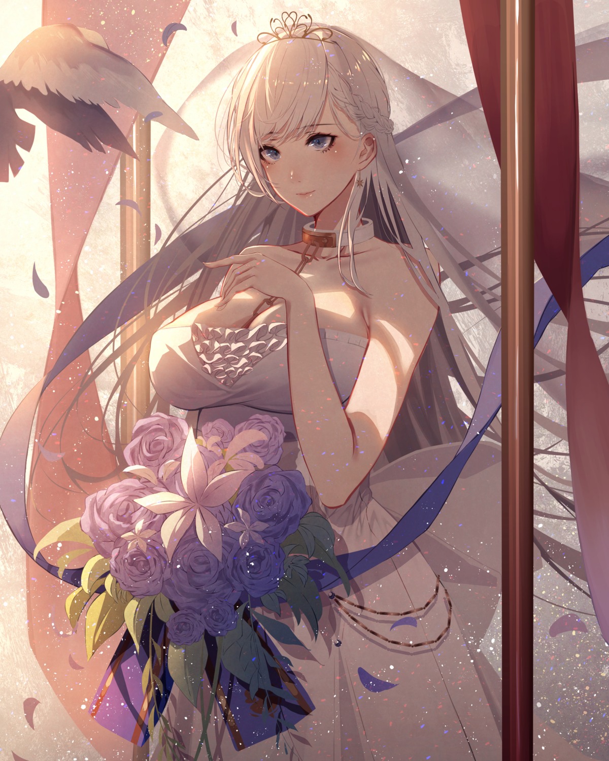 azur_lane belfast_(azur_lane) cleavage dress kisui wedding_dress