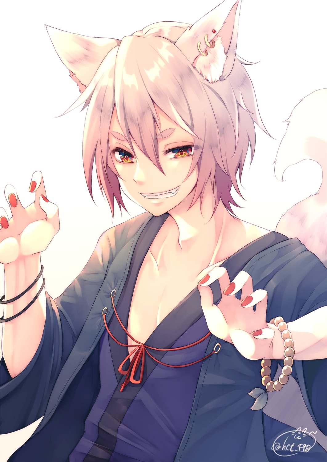 animal_ears chita_(ketchup) japanese_clothes male tail