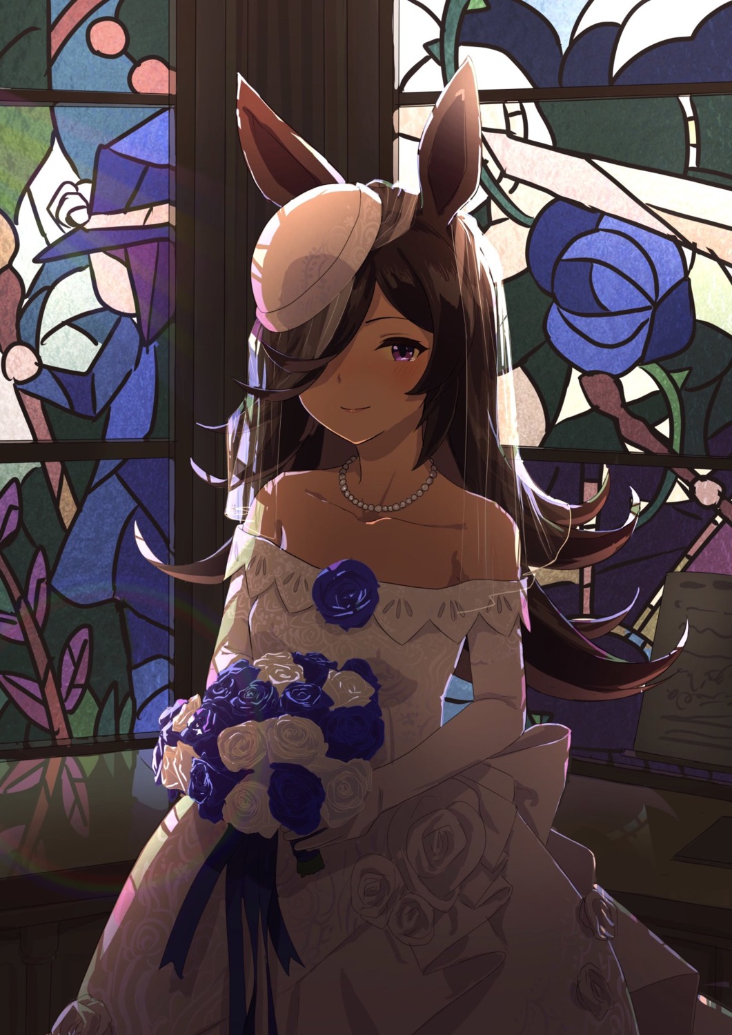 animal_ears dress rice_shower_(umamusume) sv_illst uma_musume_pretty_derby wedding_dress
