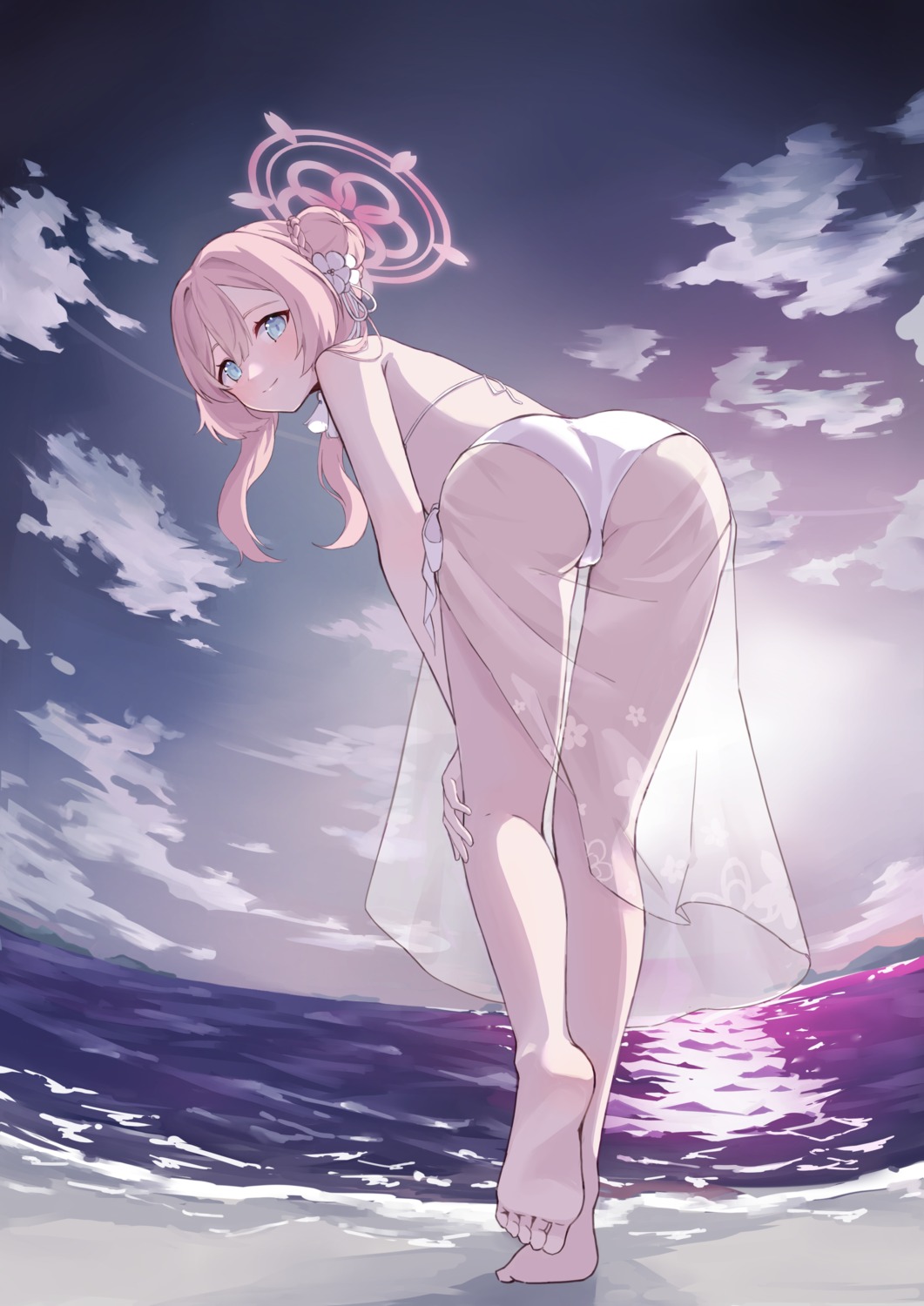 ass bikini blue_archive feet halo mizuha_mimori see_through shiu_kyu swimsuits thong