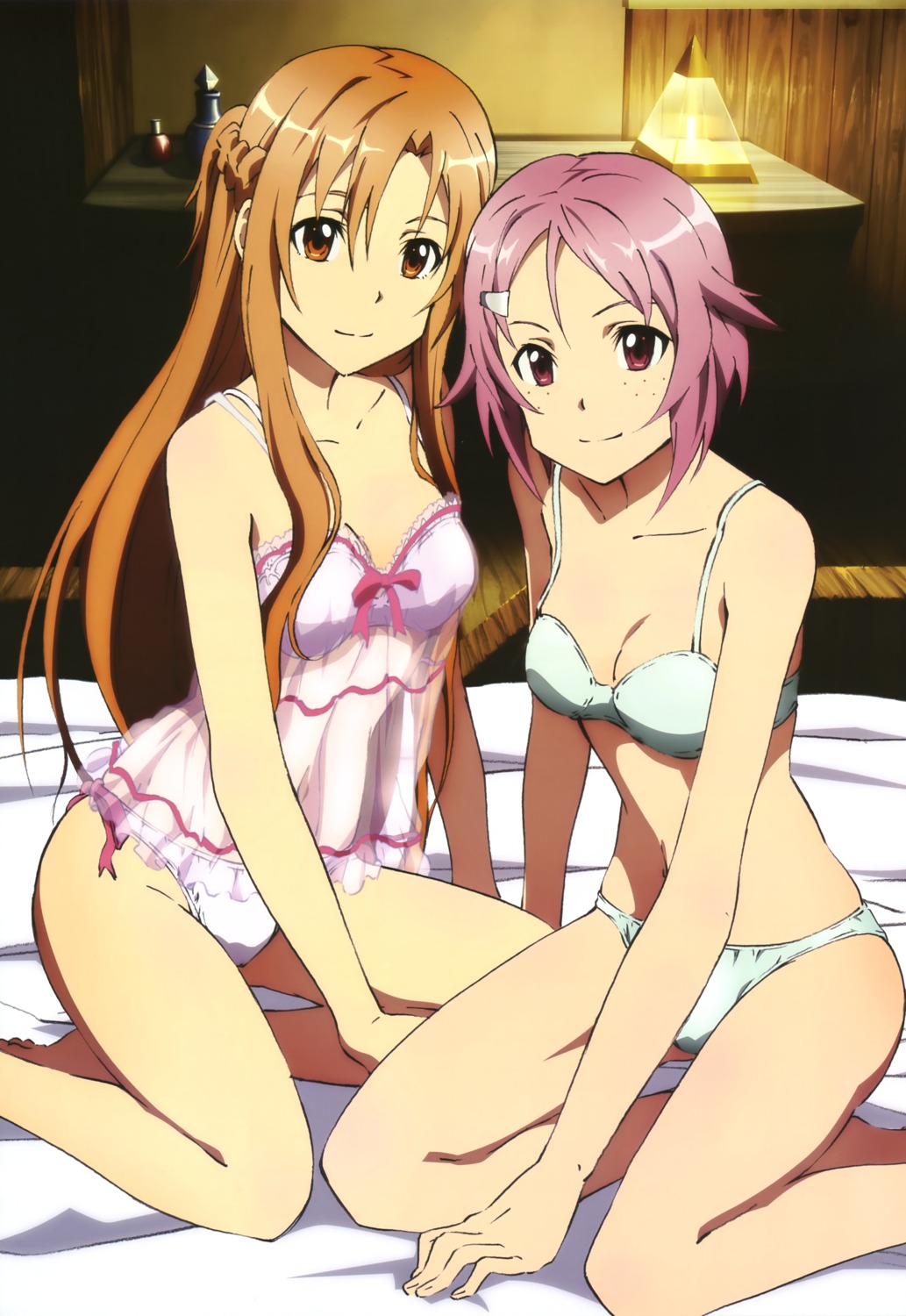 asuna_(sword_art_online) bra cleavage lingerie lisbeth pantsu see_through sword_art_online toya_kento