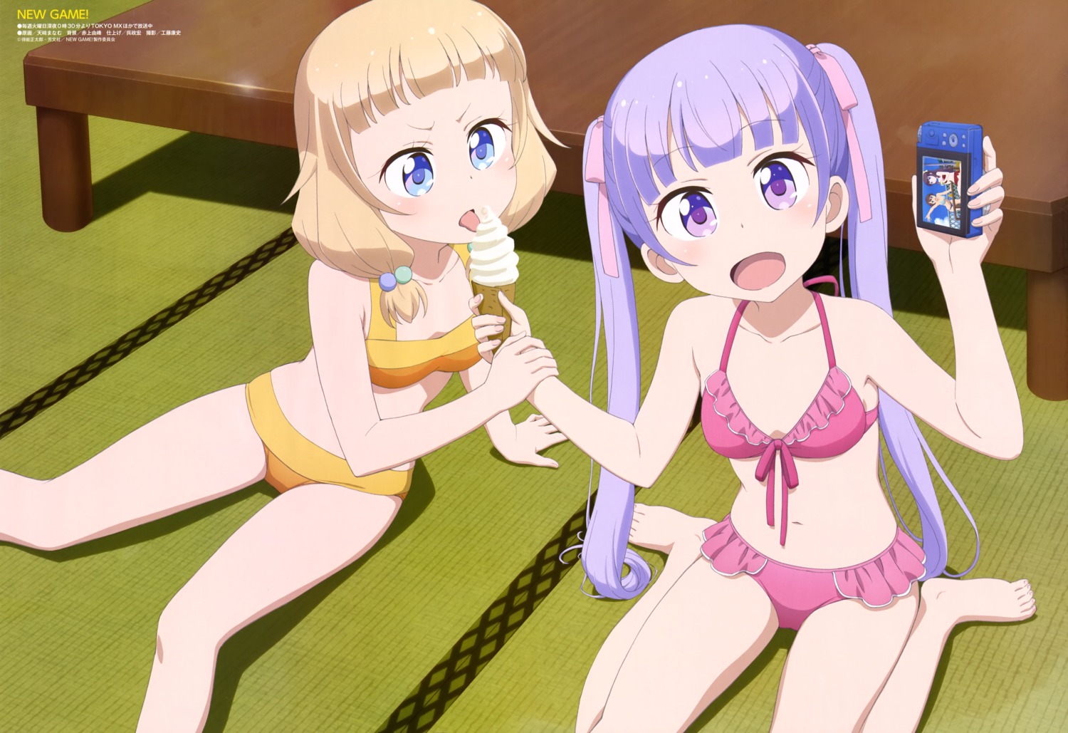 amasaki_manamu bikini cleavage feet new_game! sakura_nene suzukaze_aoba swimsuits