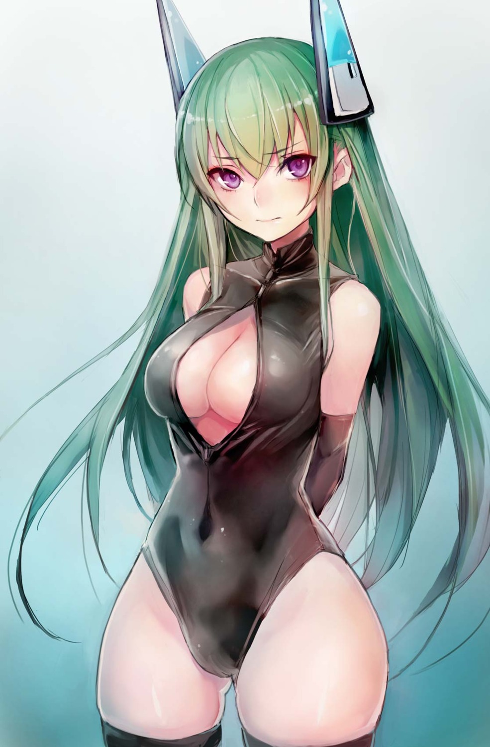 cleavage leotard menou_kaname no_bra open_shirt taishi_(picchiridou) thighhighs