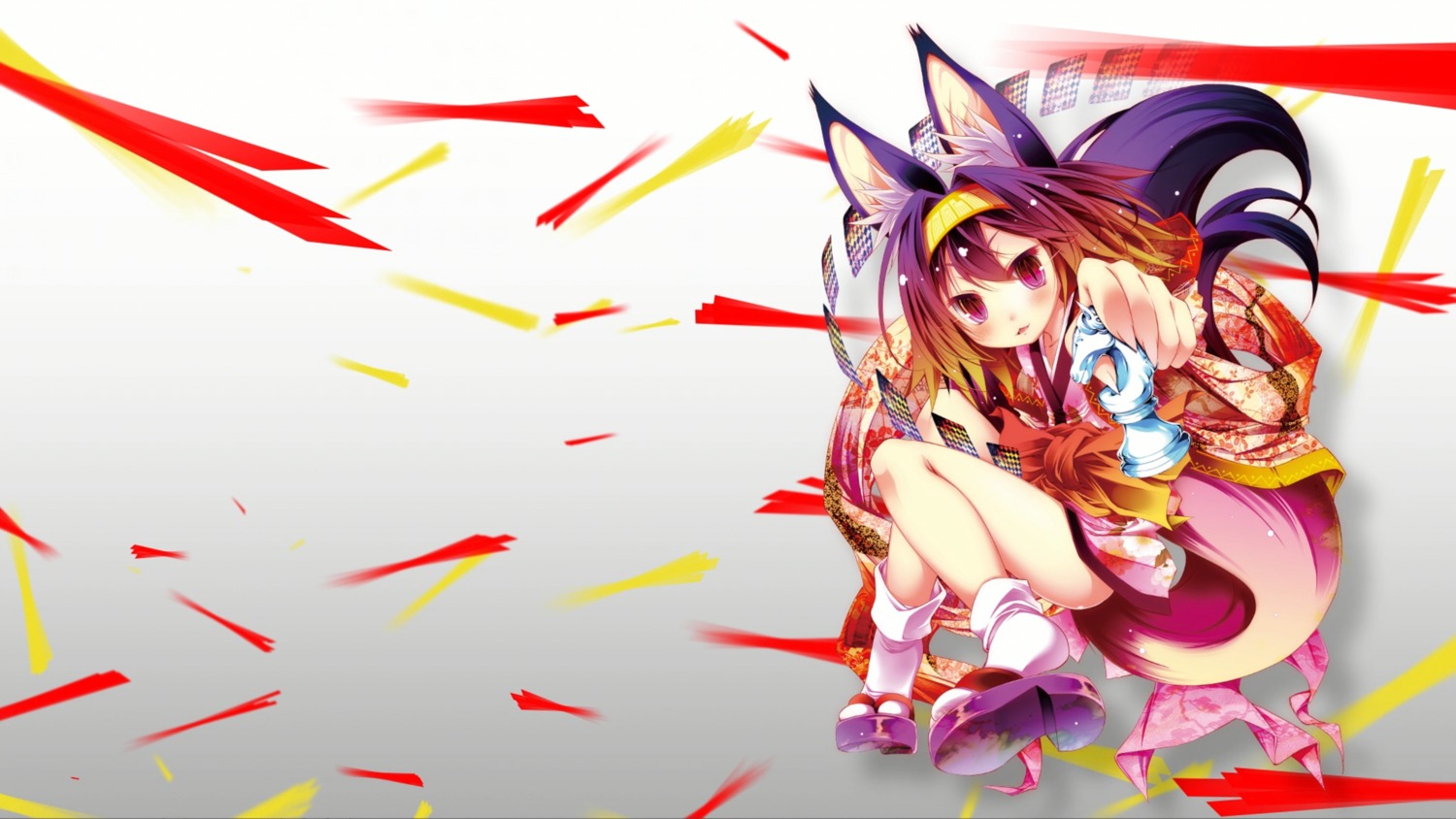 animal_ears hatsuse_izuna japanese_clothes kamiya_yuu no_game_no_life tail wallpaper