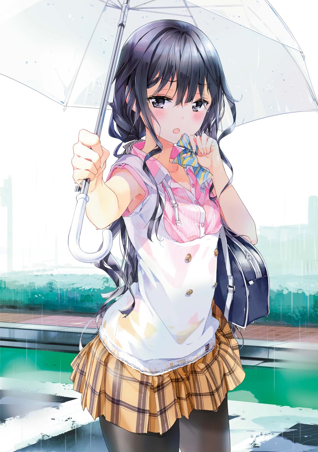 adagaki_aki masamune-kun_no_revenge pantyhose seifuku tiv umbrella wet_clothes
