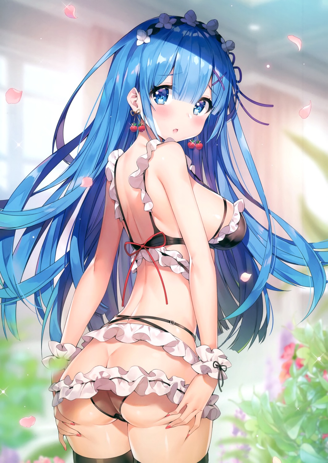 ass ayamy bra hachigo pantsu re_zero_kara_hajimeru_isekai_seikatsu rem_(re_zero) see_through thighhighs