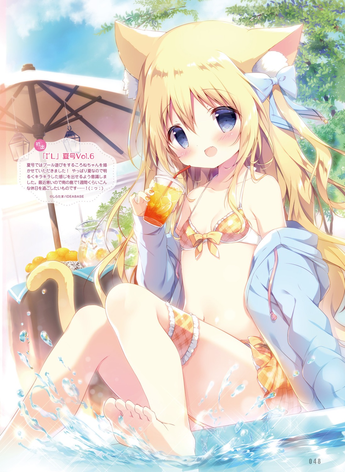 animal_ears bikini cornet_(shiratama) feet garter shiratama swimsuits wet