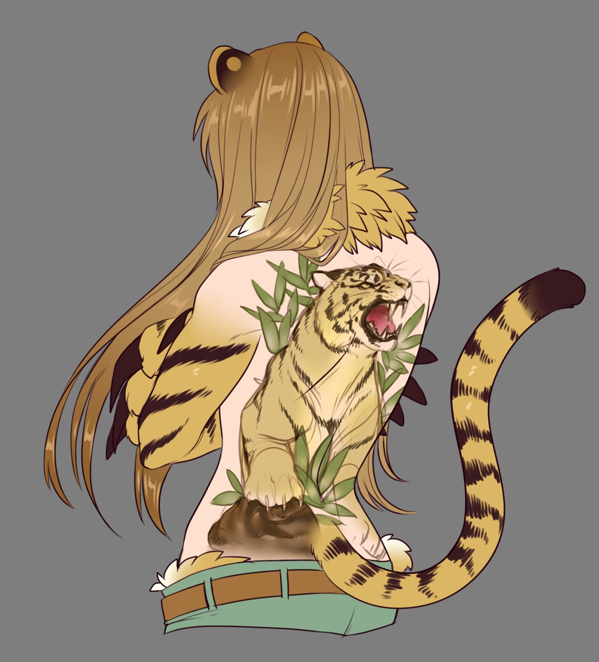 animal_ears jinko_(monster_girl_encyclopedia) manononos monster_girl_encyclopedia tail tattoo topless transparent_png