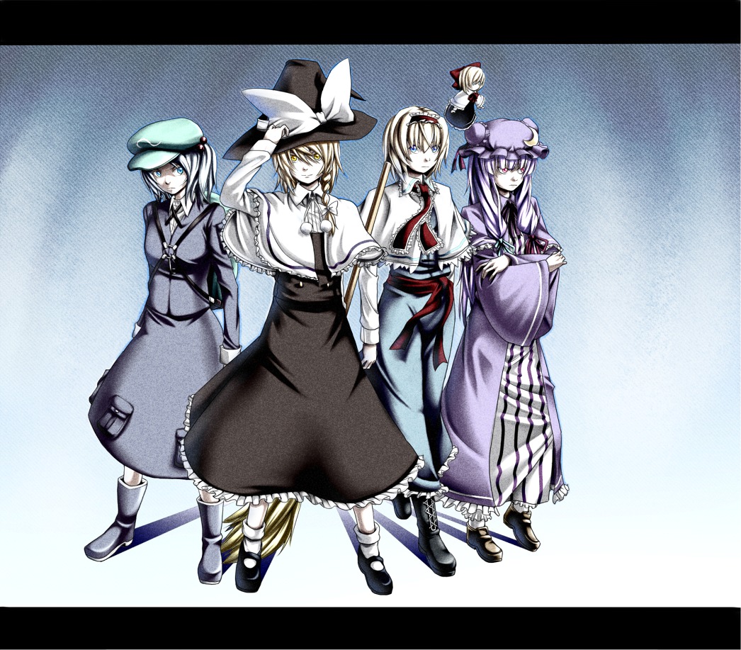 alice_margatroid kawashiro_nitori kirisame_marisa patchouli_knowledge sayamendo shanghai_doll touhou