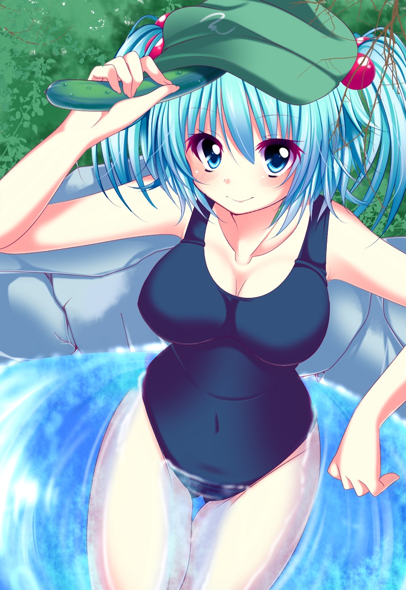 azure_(capriccio) kawashiro_nitori school_swimsuit swimsuits touhou