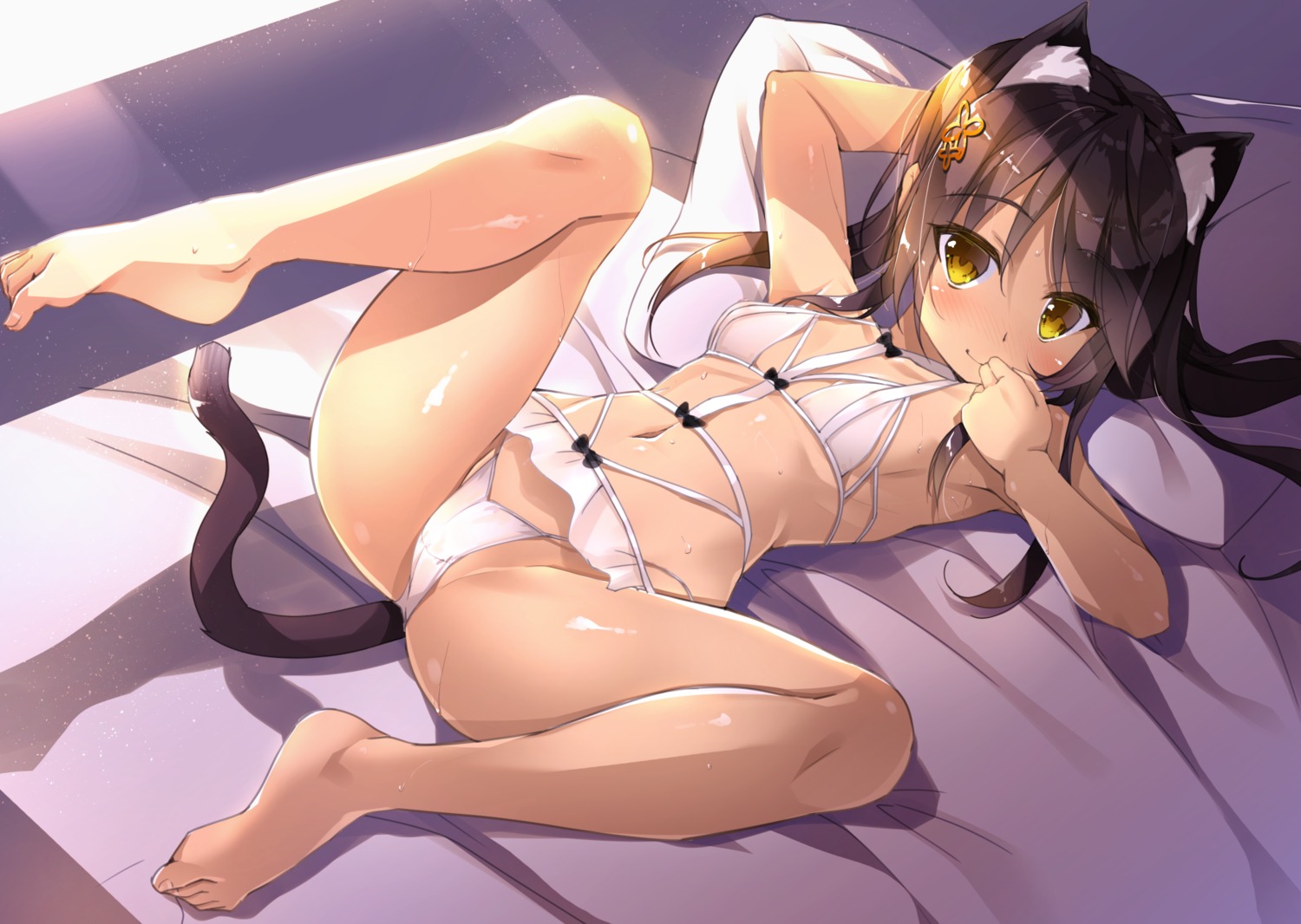 animal_ears bra feet loli pantsu tail yanagi_yuu