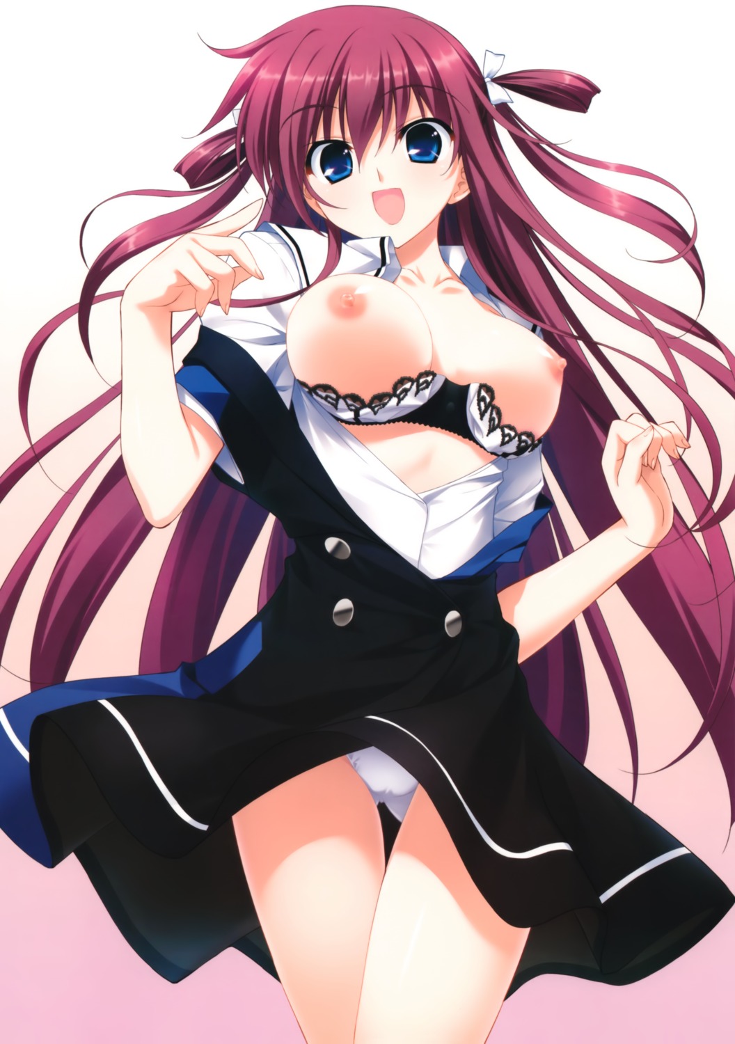 bra breasts front_wing fumio grisaia grisaia_no_kajitsu nipples open_shirt pantsu suou_amane