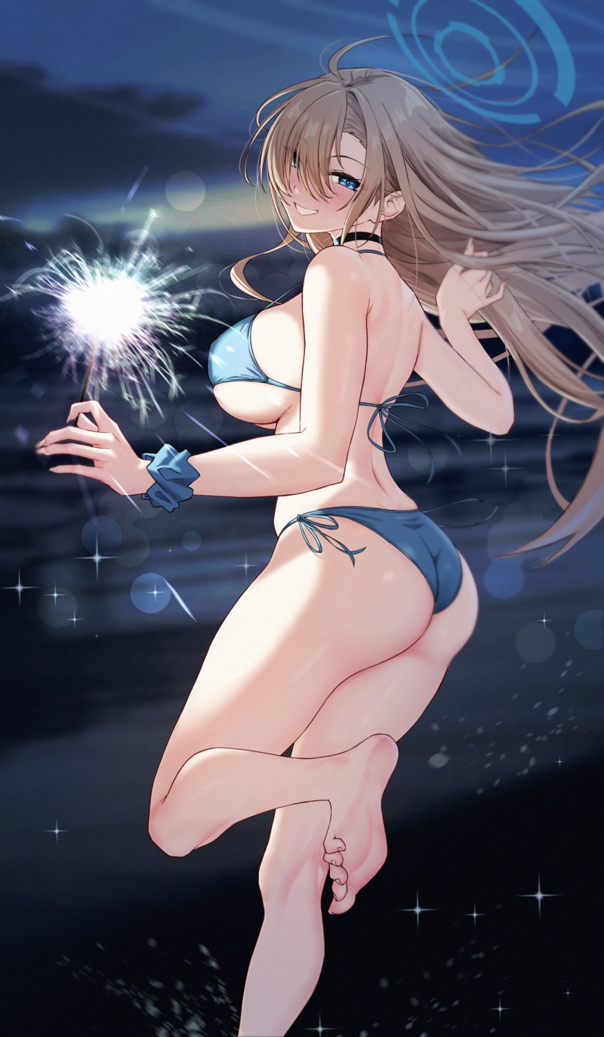 ass bikini blue_archive feet halo ichinose_asuna solar_(happymonk) swimsuits thong