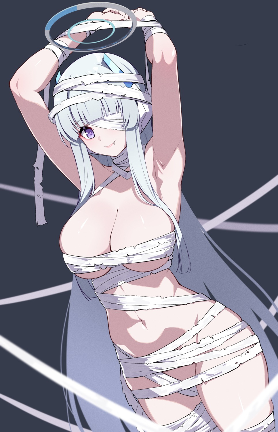 bandages blue_archive bondage eyepatch halo naked_ribbon reia_76 ushio_noa