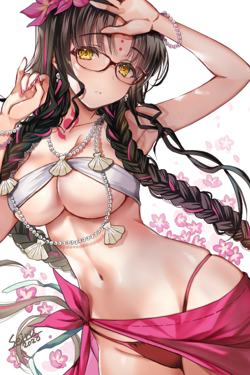 bikini fate/grand_order hijiri_ruka megane sessyoin_kiara swimsuits tattoo