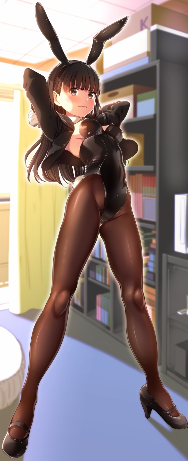 amagami animal_ears ayatsuji_tsukasa bunny_ears bunny_girl cleavage heels no_bra nopan pantyhose santa