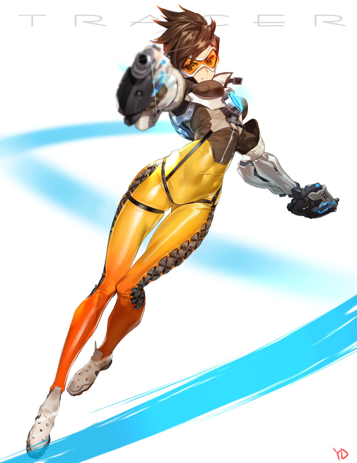 bodysuit gun overwatch tracer yd_(orange_maru)