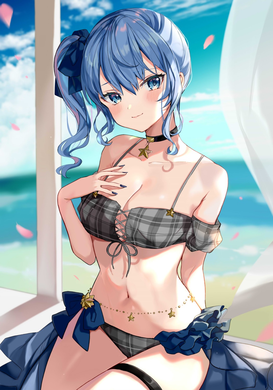 bikini cleavage garter hololive hoshimachi_suisei satoupote swimsuits