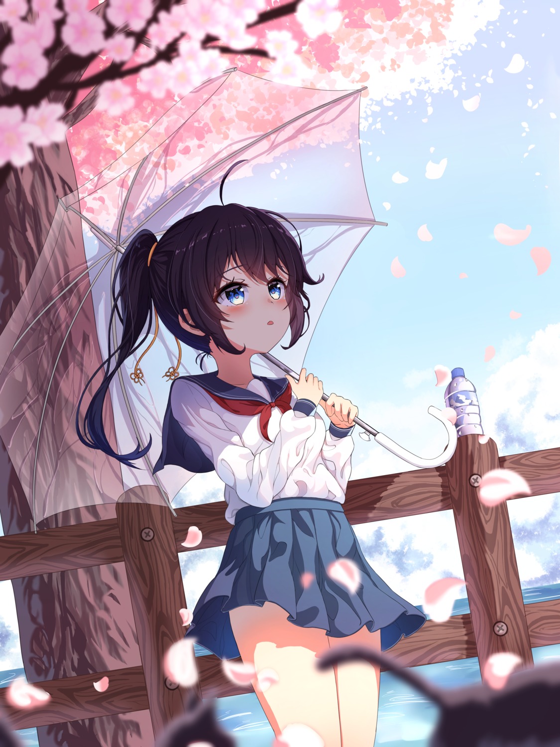 monmo_mu neko seifuku skirt_lift umbrella