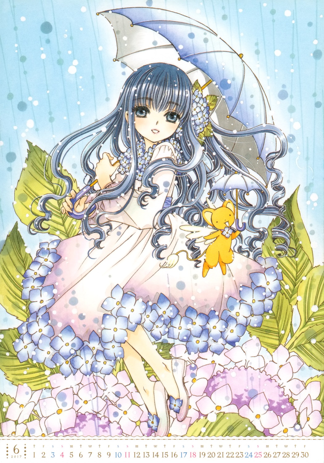 calendar card_captor_sakura clamp daidouji_tomoyo dress kerberos umbrella