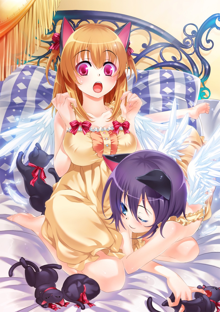 animal_ears hisasi lingerie neko nekomimi wings