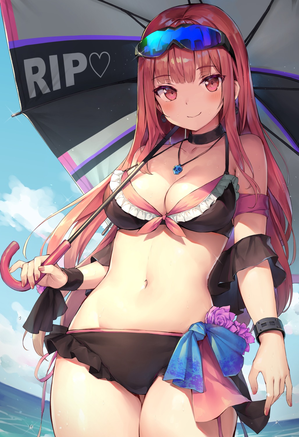 bikini cleavage megane swimsuits sy4 umbrella