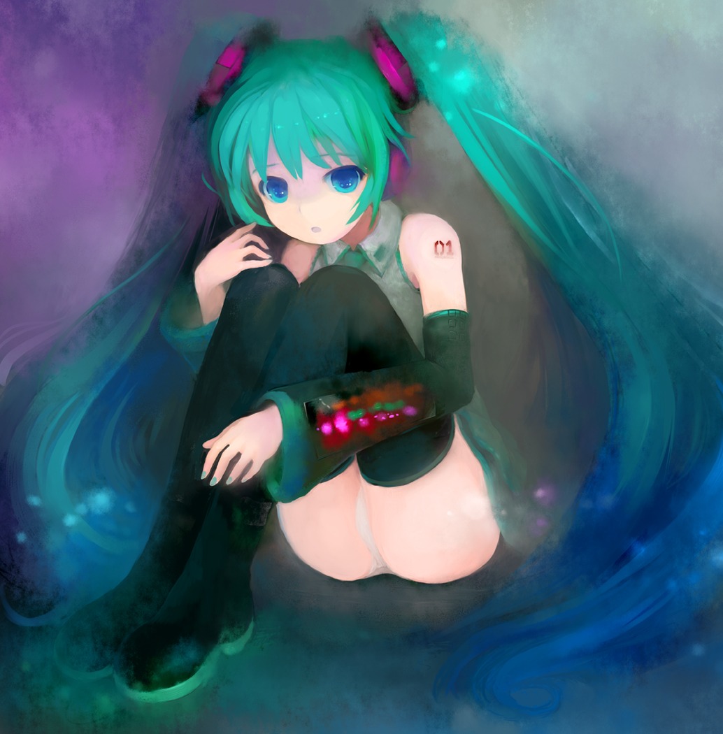 hatsune_miku kasutaso pantsu thighhighs vocaloid