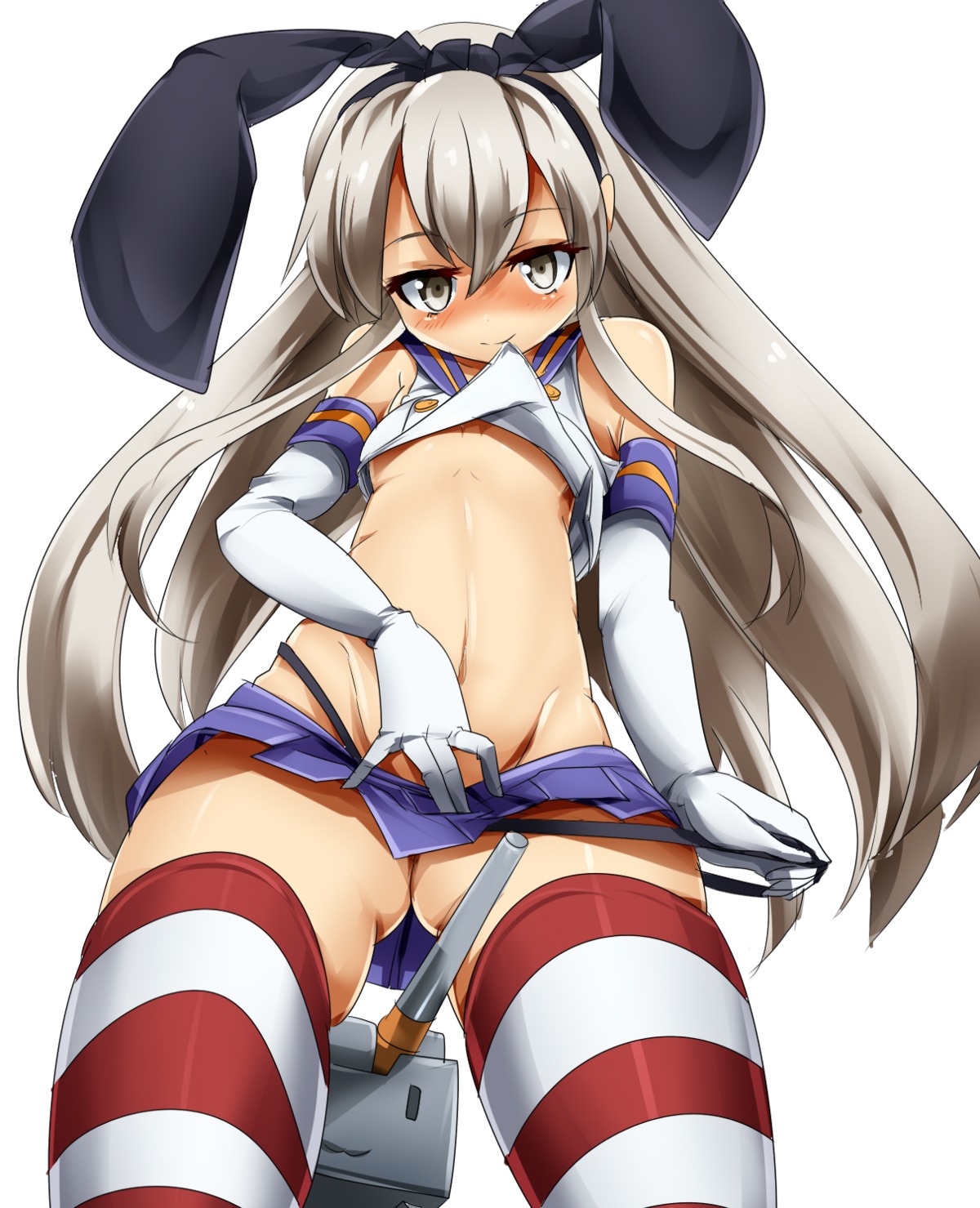 kantai_collection loli panty_pull rensouhou-chan shimakaze_(kancolle) shirt_lift thighhighs umakatsuhai