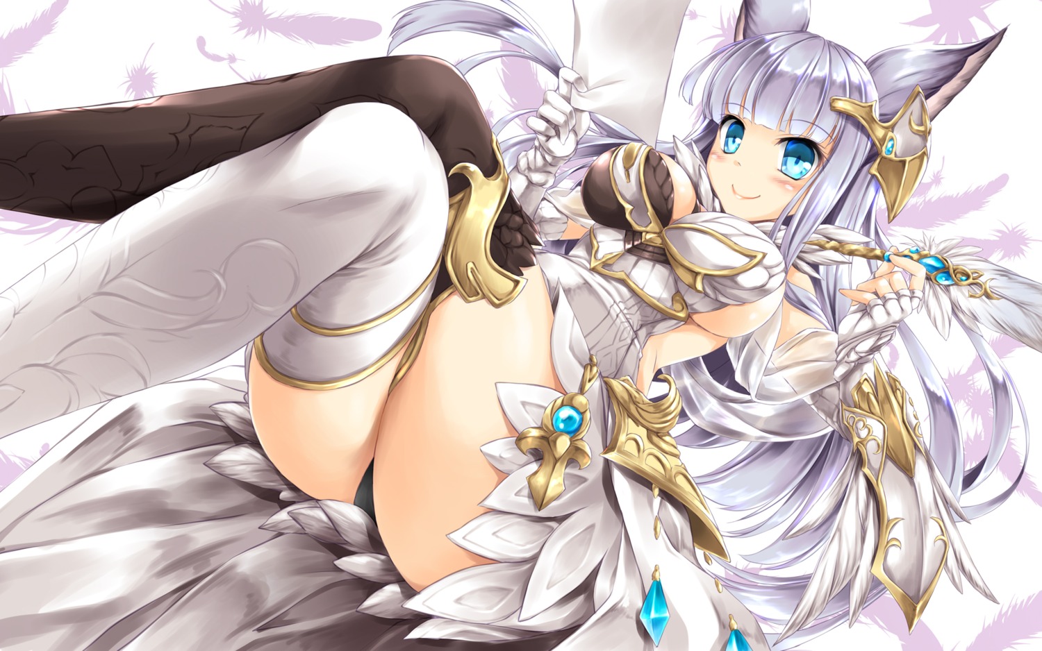 animal_ears armor granblue_fantasy kamiya_tomoe korwa pantsu thighhighs wallpaper