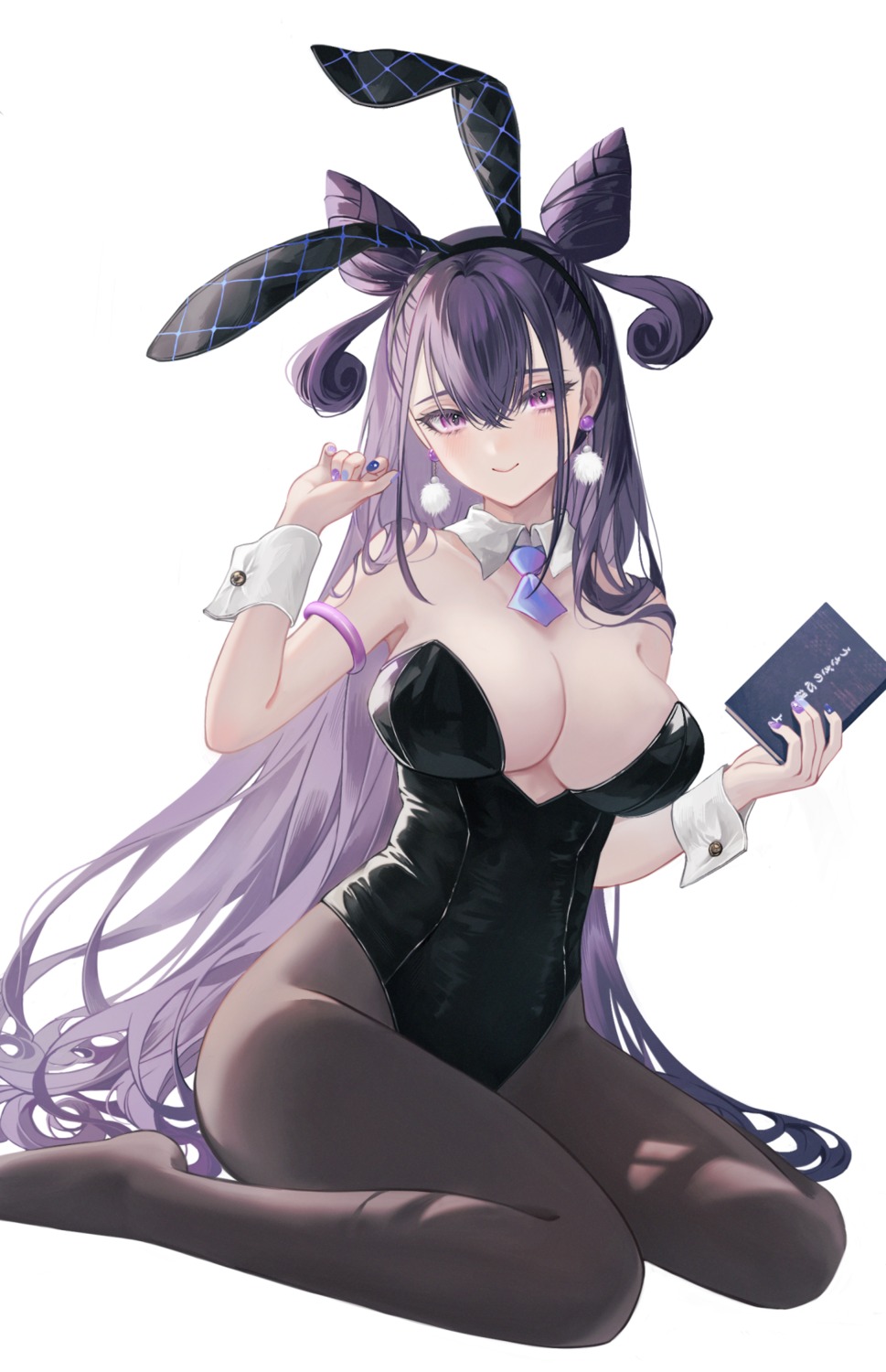animal_ears bunny_ears bunny_girl fate/grand_order murasaki_shikibu_(fate) no_bra pantyhose tobi_(pixiv41237754)