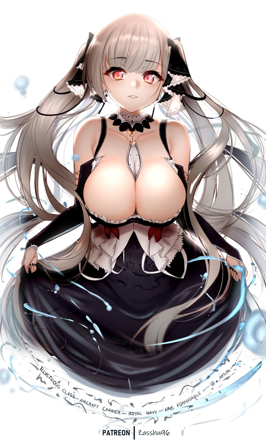 azur_lane formidable_(azur_lane) gothic_lolita lolita_fashion no_bra skirt_lift zasshu