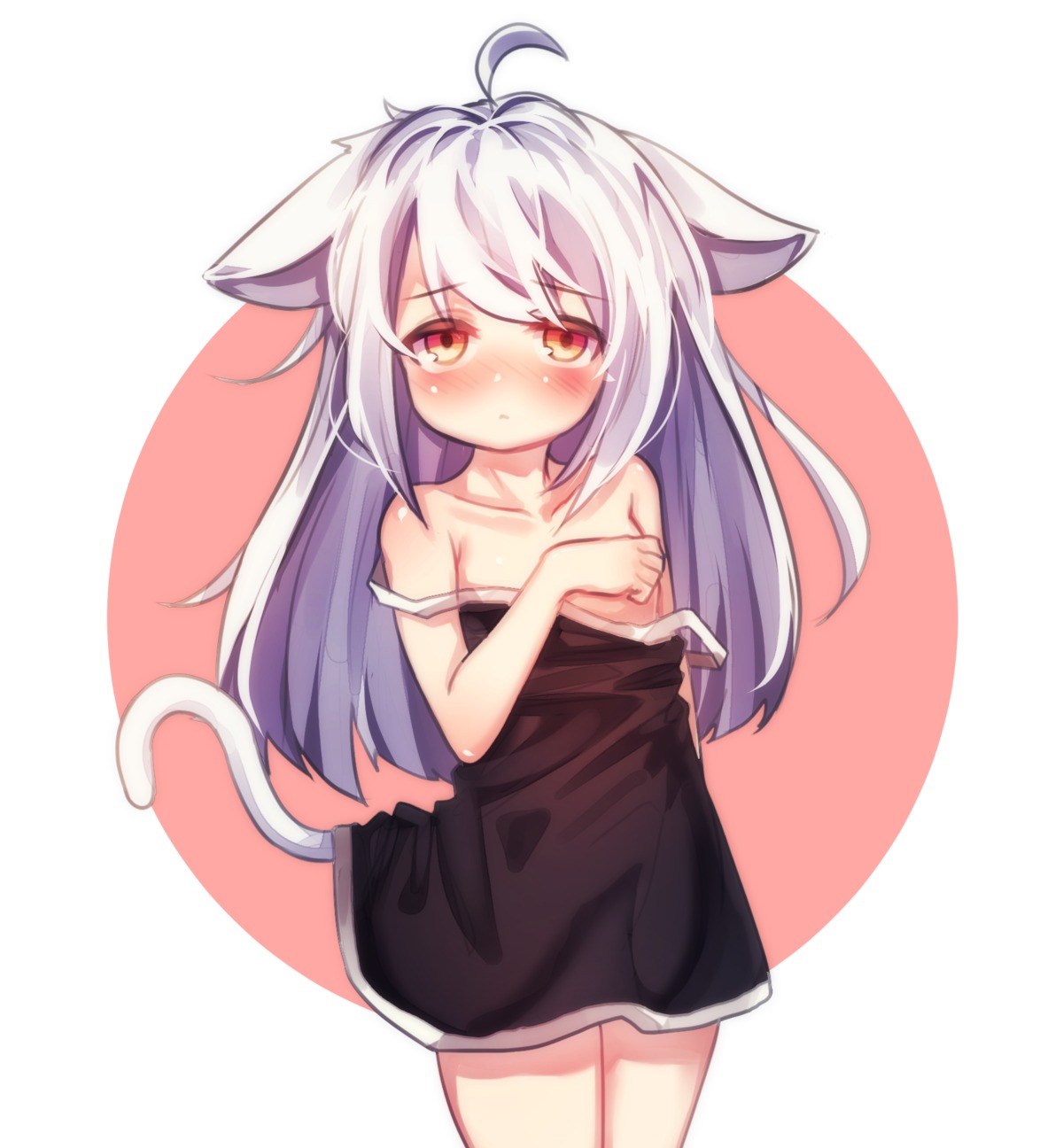 animal_ears breast_hold dress kosobin loli nekomimi no_bra skirt_lift tail