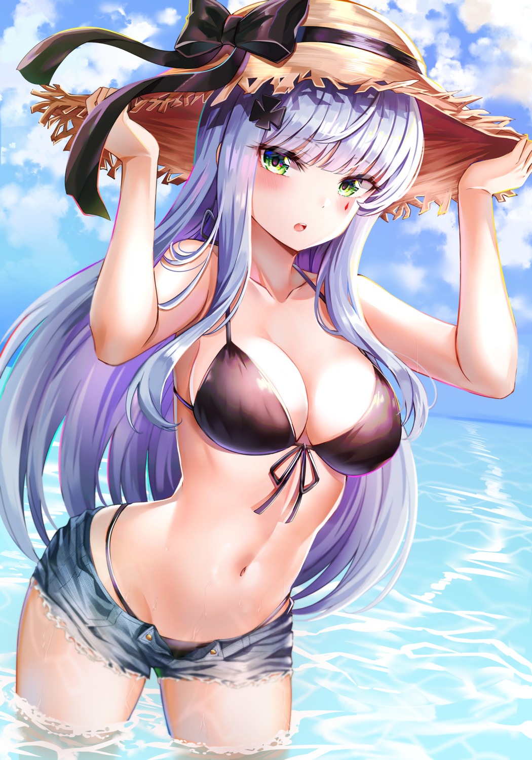 bikini cleavage girls_frontline hk416_(girls_frontline) sunhyun swimsuits wet