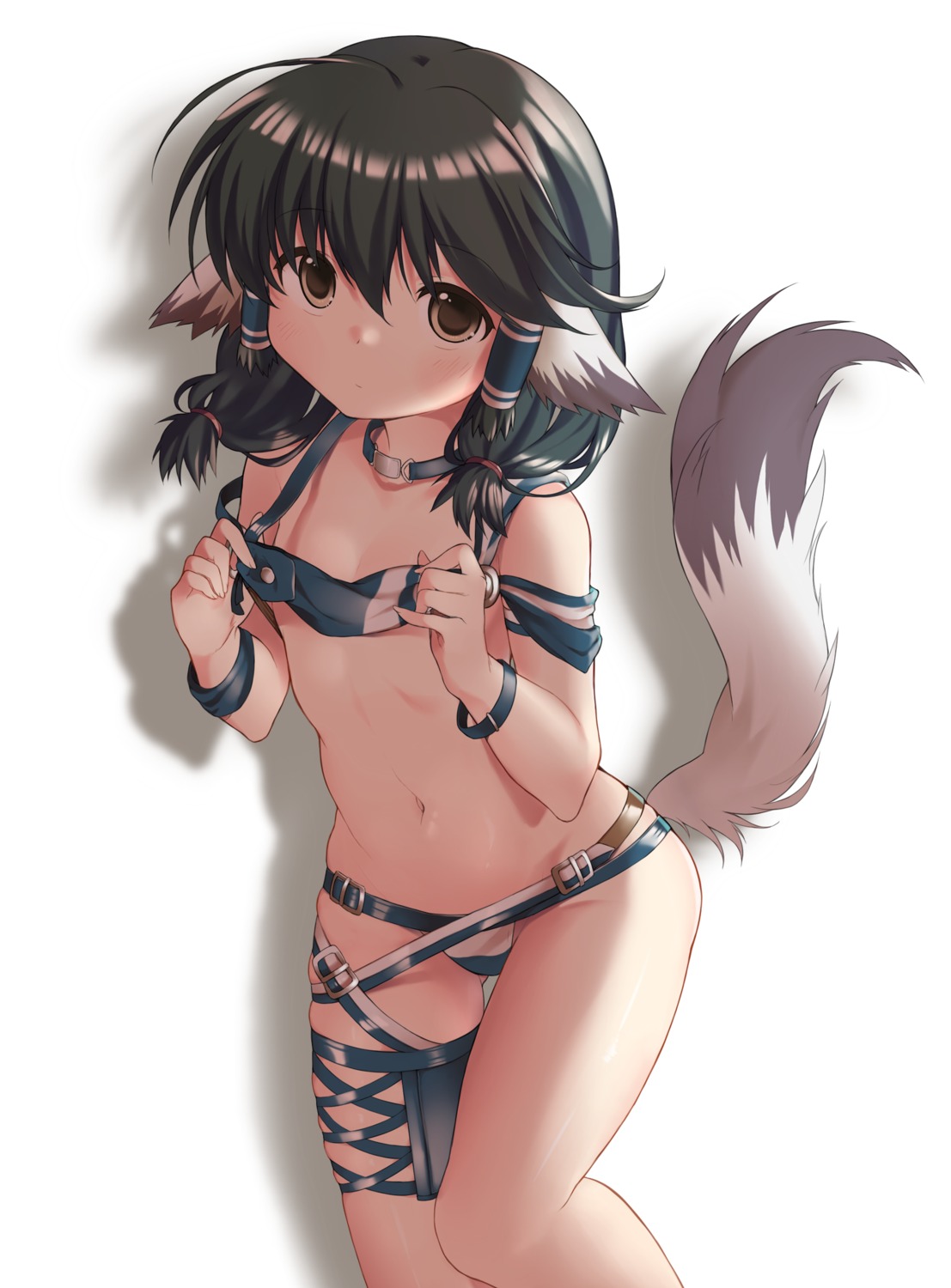 animal_ears aruruu bikini loli swimsuits tail tsuka undressing utawarerumono