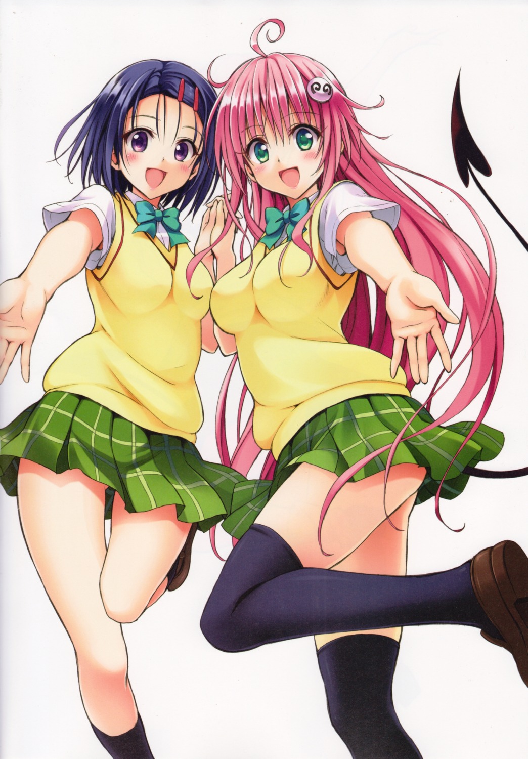 ass lala_satalin_deviluke sairenji_haruna scanning_dust screening seifuku skirt_lift tail thighhighs to_love_ru to_love_ru_darkness yabuki_kentarou