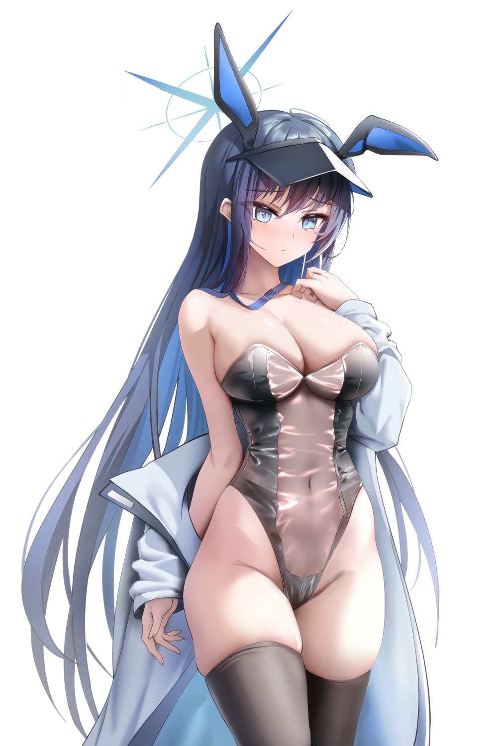 animal_ears blue_archive bunny_ears bunny_girl halo joumae_saori rable see_through thighhighs