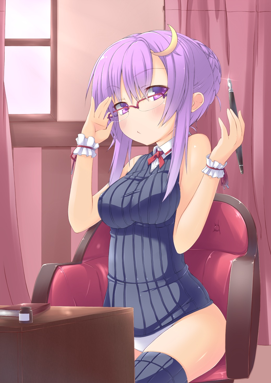 megane pantsu patchouli_knowledge spirytus_tarou thighhighs touhou