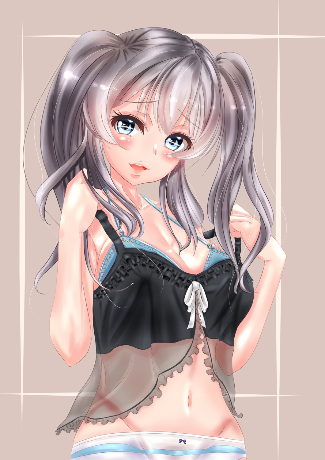 ashizuki_itsuki bra cleavage kantai_collection kashima_(kancolle) lingerie pantsu see_through