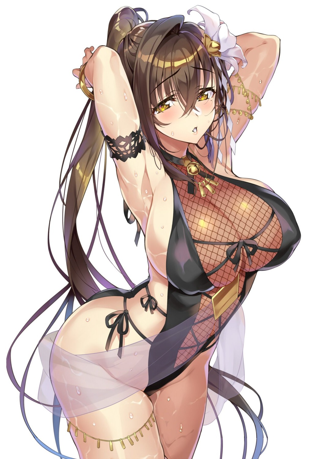 erect_nipples fishnets garter kanpani_girls see_through senri_gan shirayuri_sakura swimsuits wet