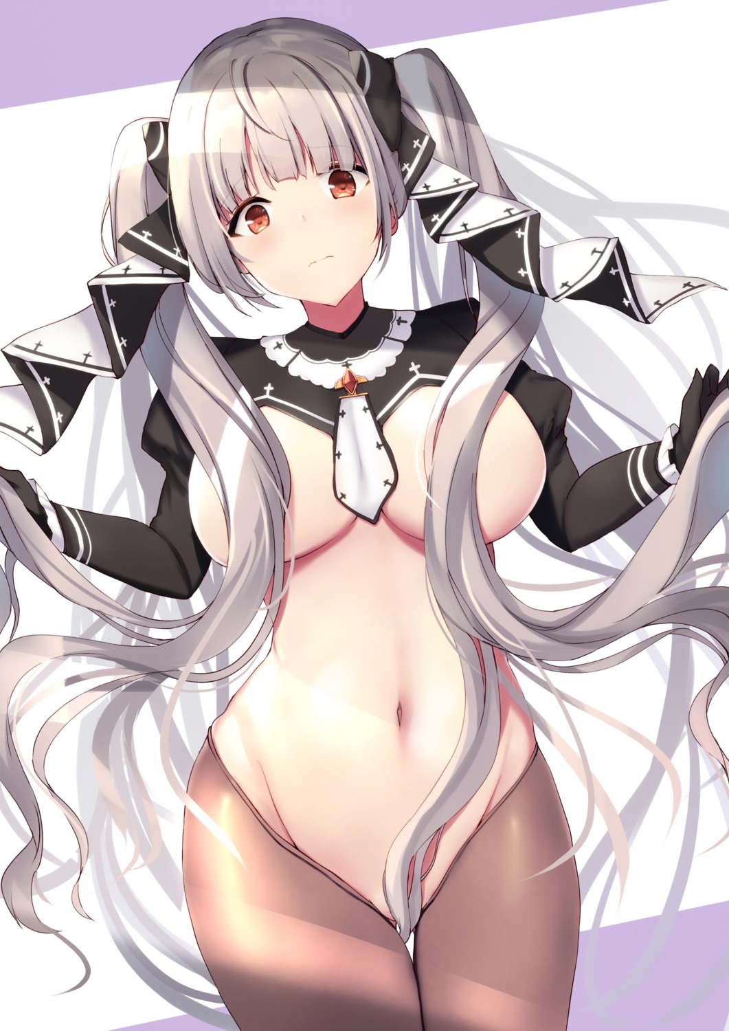 azur_lane breasts formidable_(azur_lane) liya no_bra nopan pantyhose